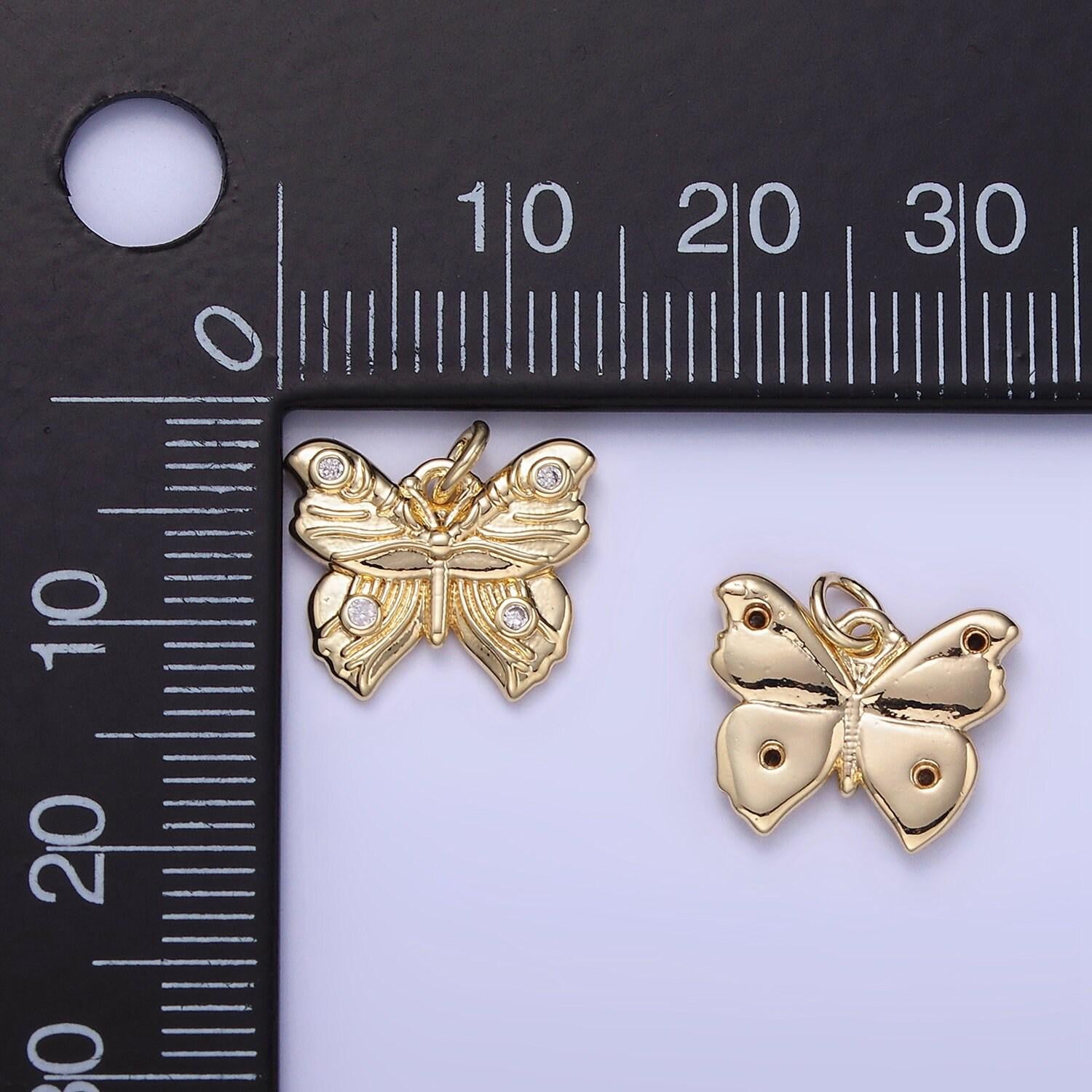Mini 14k gold filled butterfly charm small mariposa charm for bracelet necklace earring charm kids jewelry w655