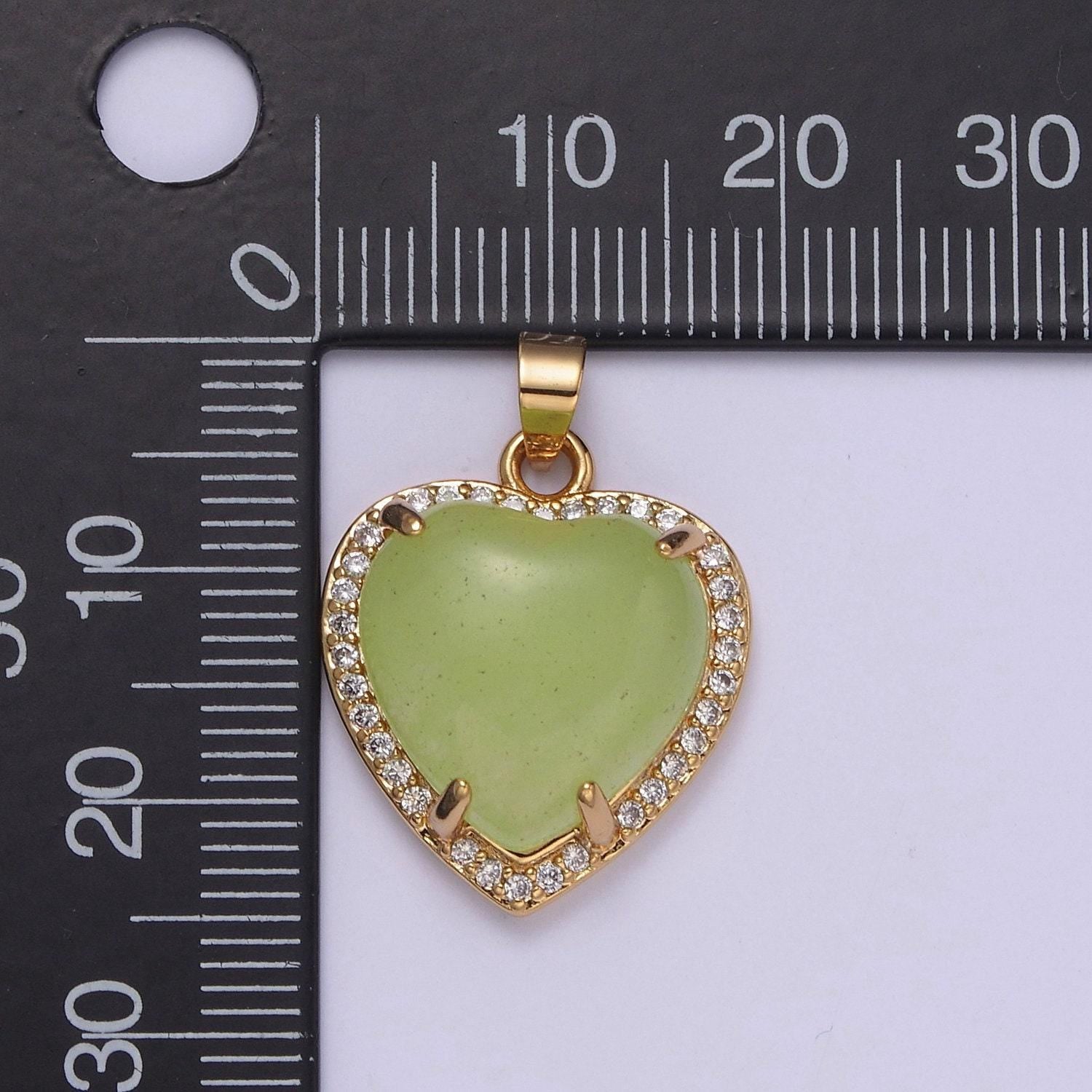 Puffy heart light green lucky jade pendant drop charm for necklace w-647