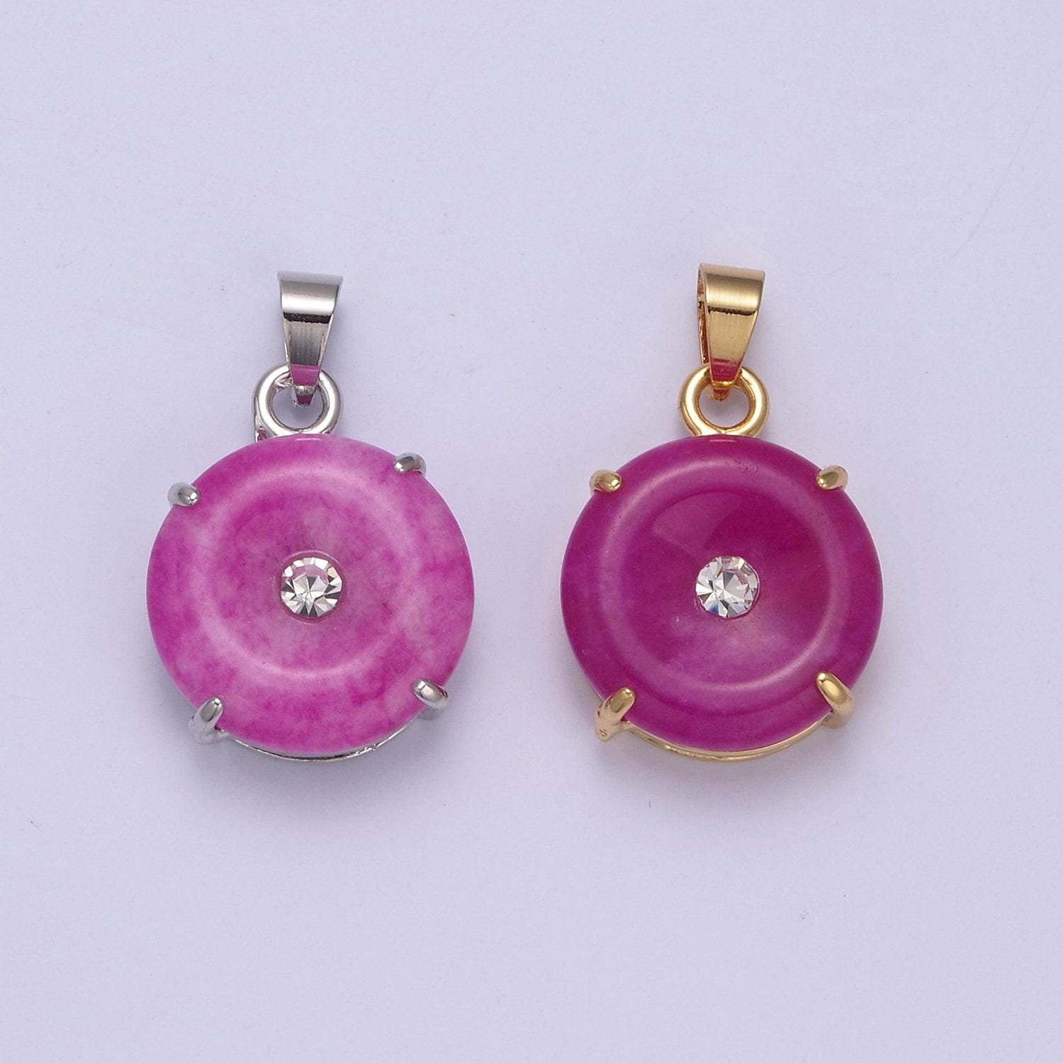 Purple gold donut jade pendant silver light purple charm premium quality w-640