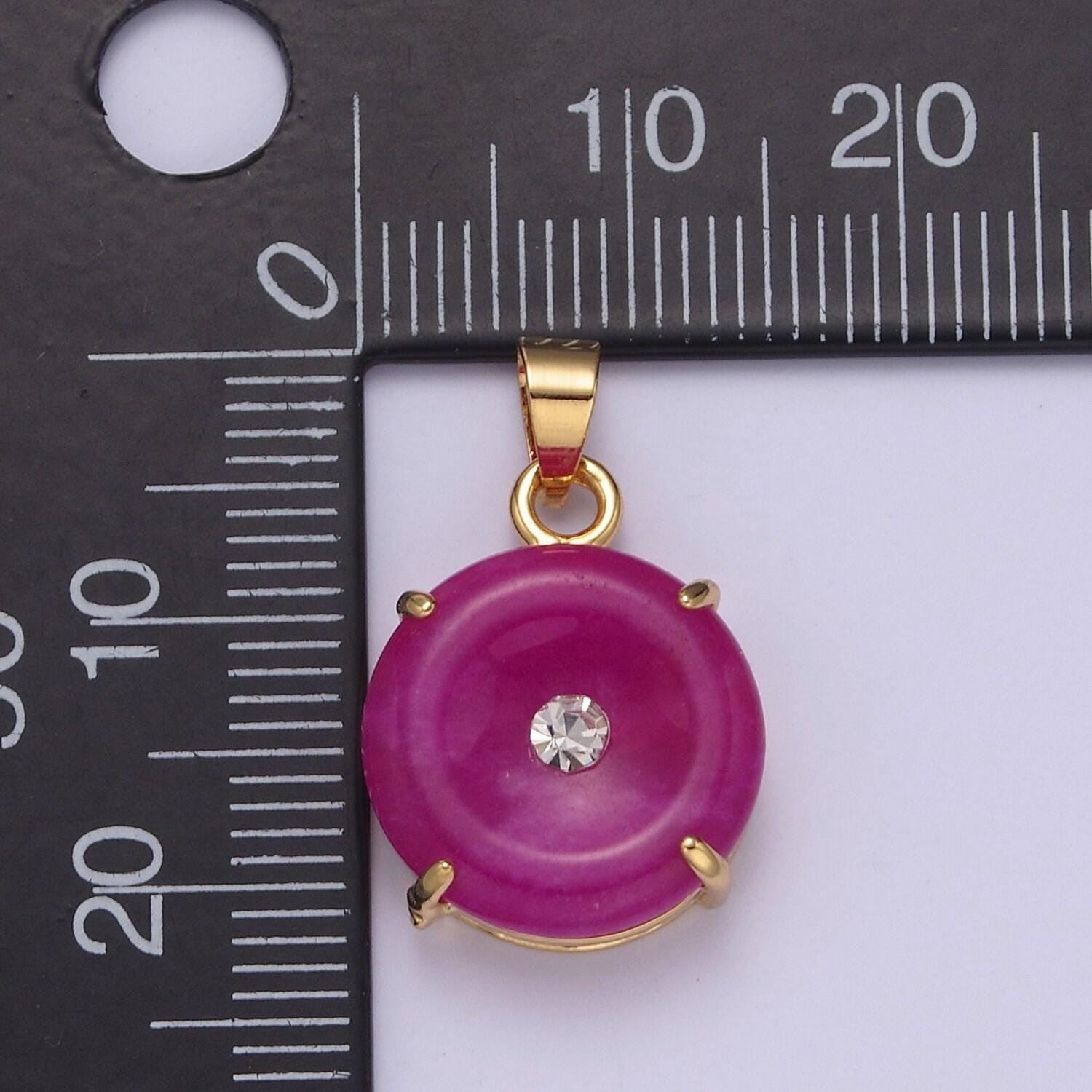 Purple gold donut jade pendant silver light purple charm premium quality w-640