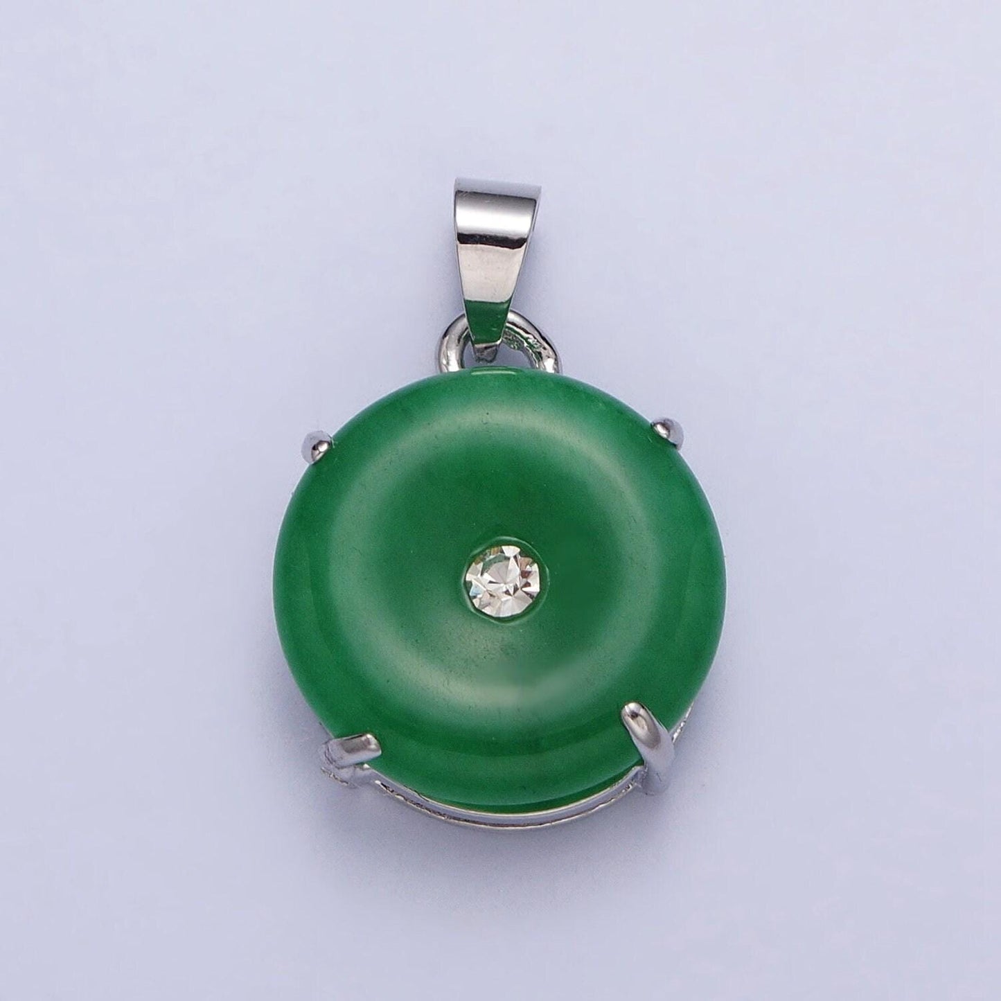 Dainty gold filled pendant natural green jade donut circle buckle charm for necklace component aa099