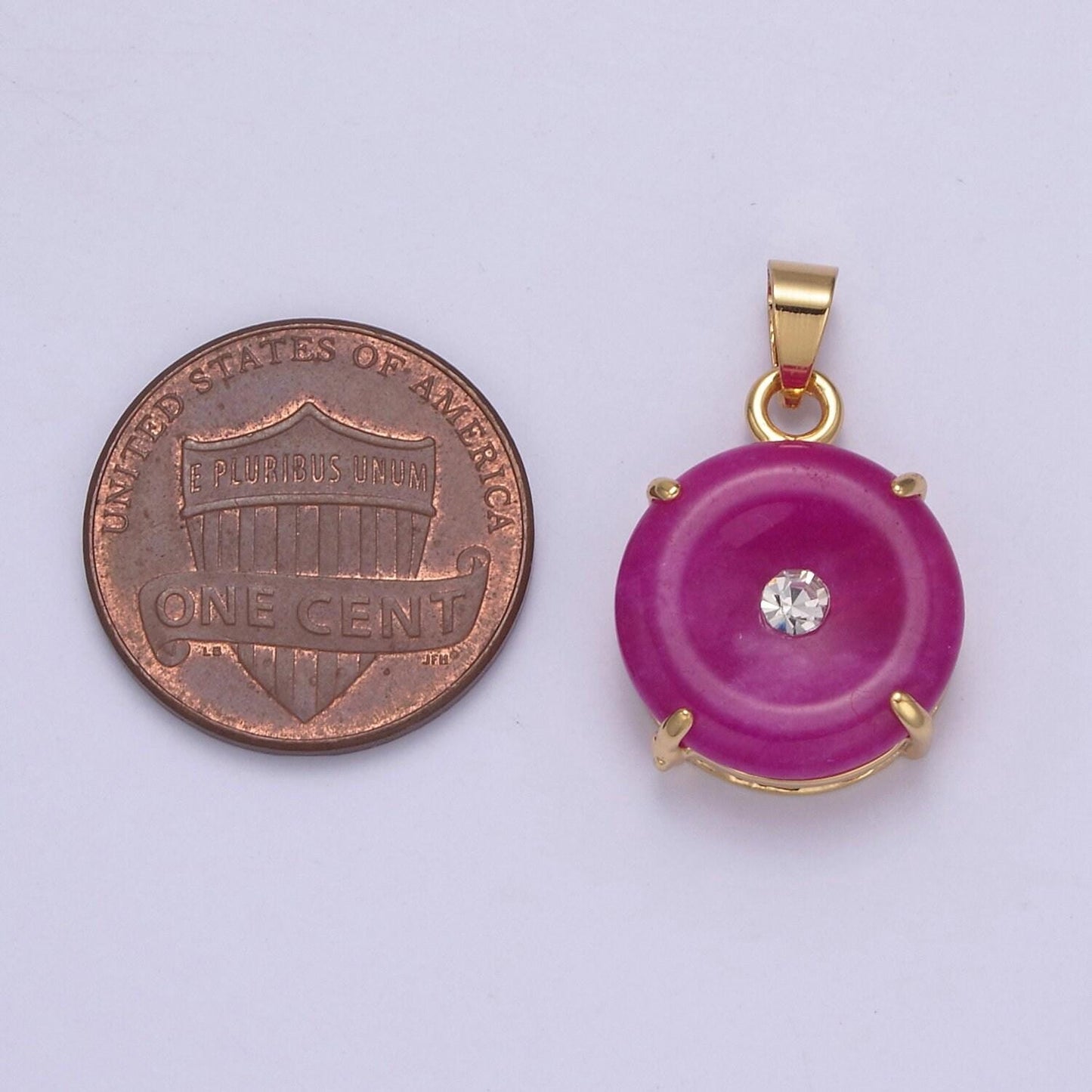 Purple gold donut jade pendant silver light purple charm premium quality w-640