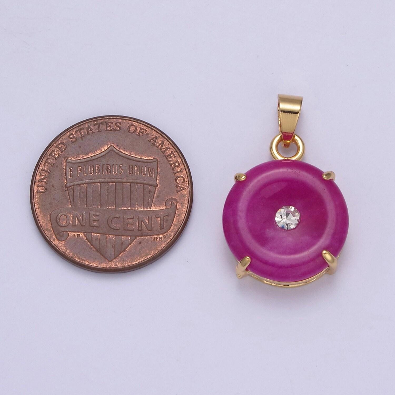 Purple gold donut jade pendant silver light purple charm premium quality w-640
