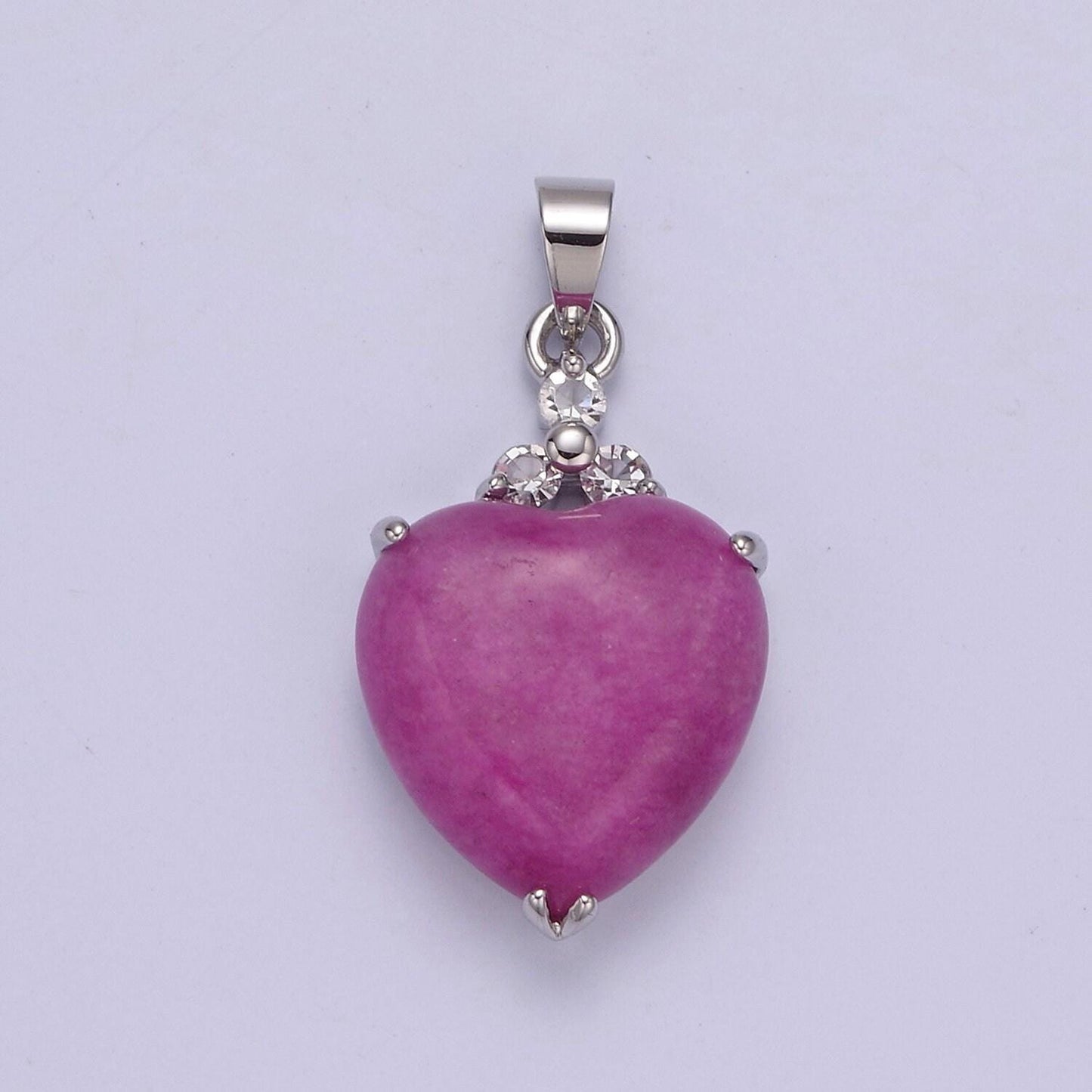14k gold filled purple jade heart pendant puffy heart charm w-638