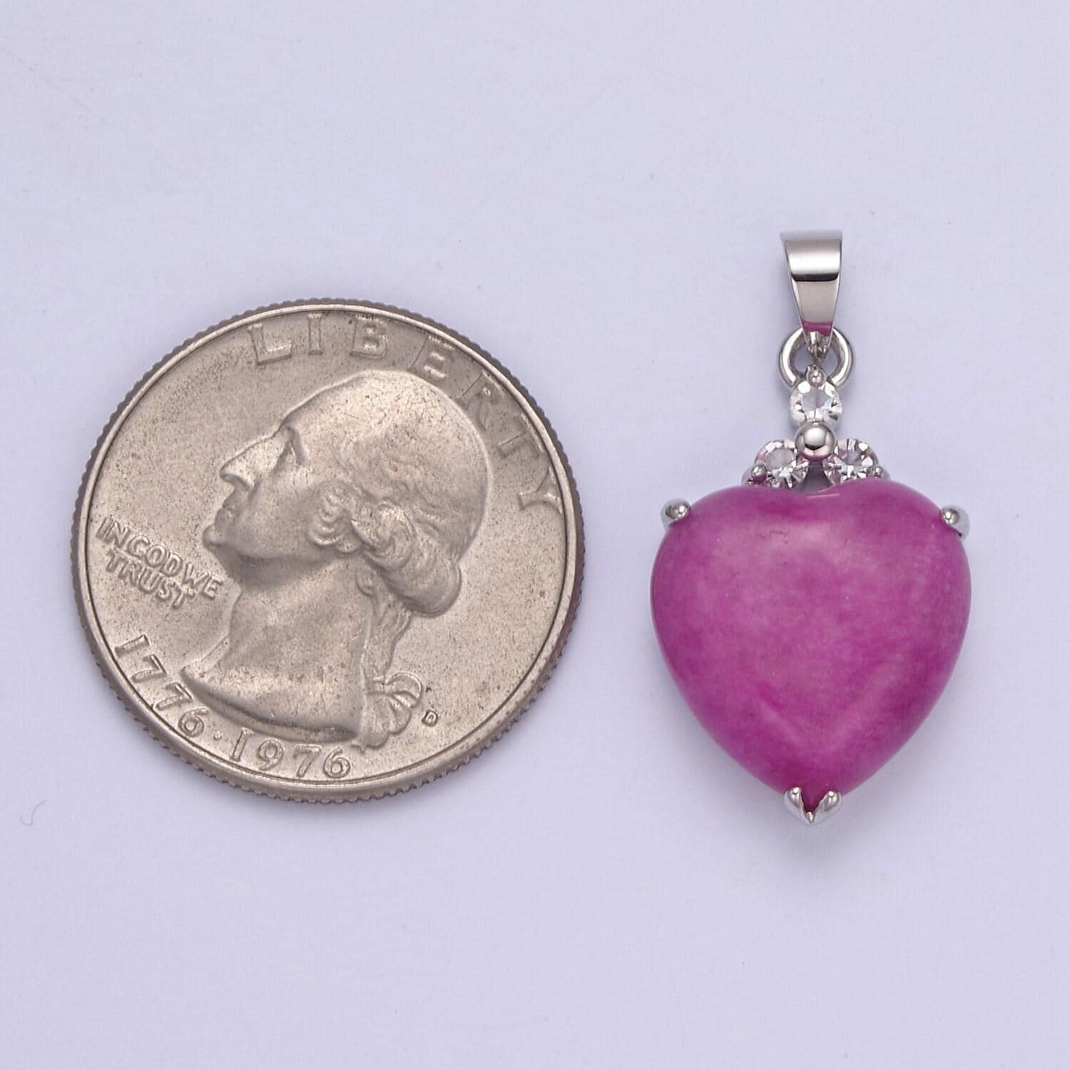 14k gold filled purple jade heart pendant puffy heart charm w-638