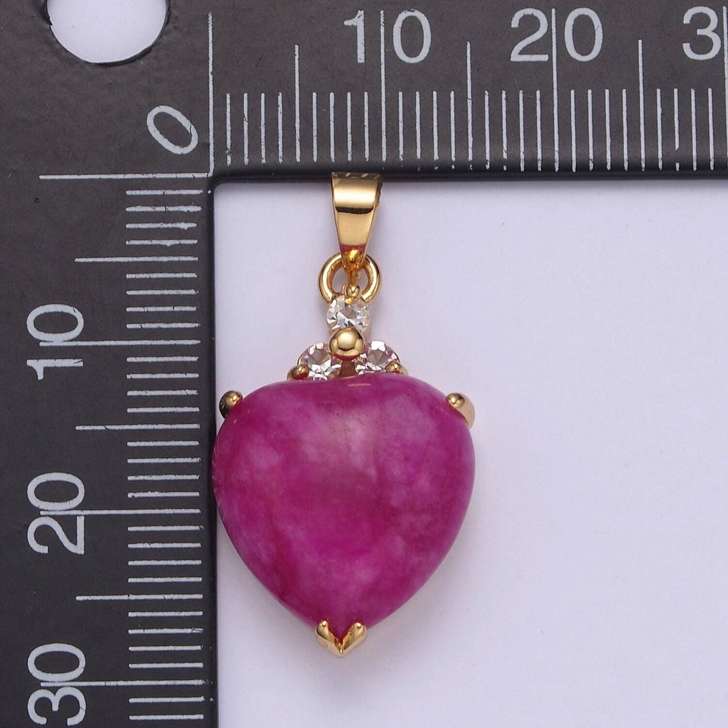 14k gold filled purple jade heart pendant puffy heart charm w-639