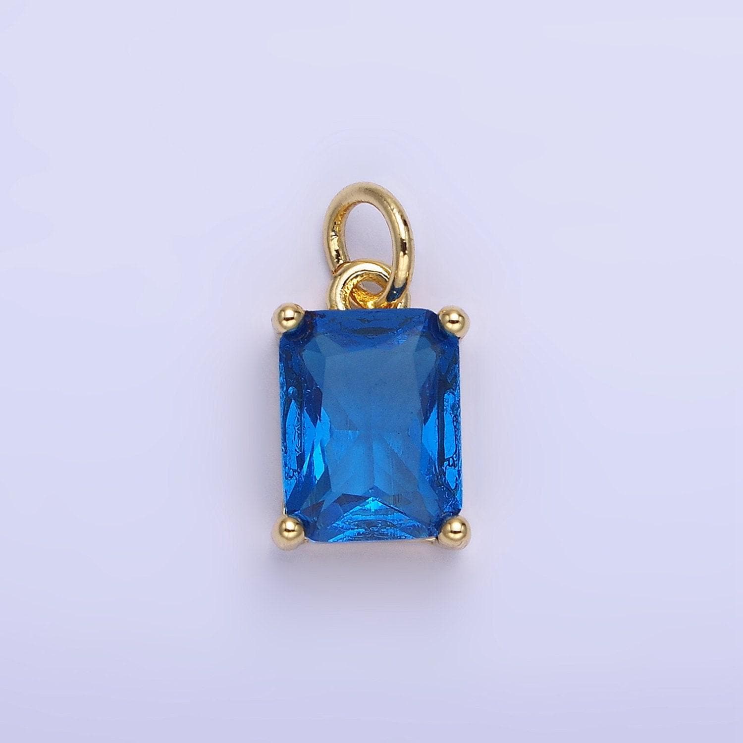 15mm cz cubic zirconia baguette charm in gold & silver | w607 - w622