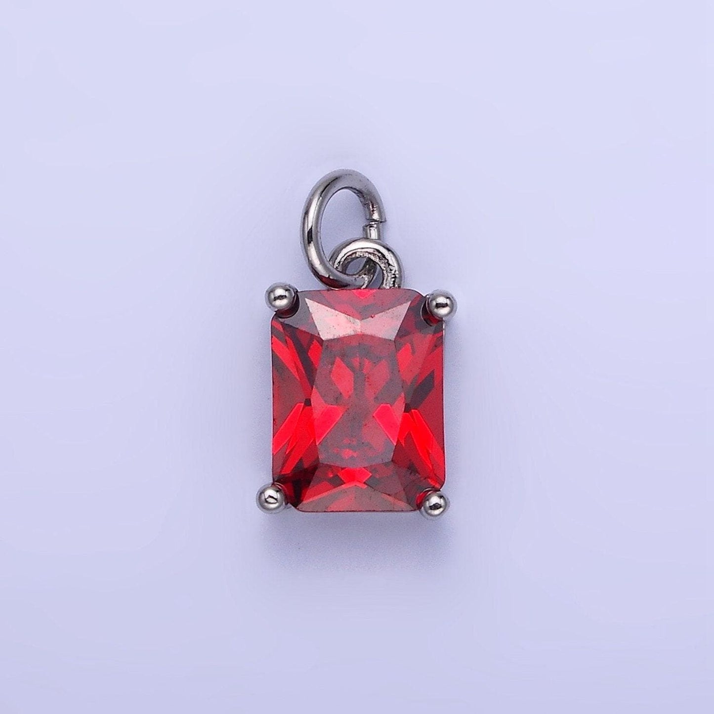 15mm cz cubic zirconia baguette charm in gold & silver | w607 - w622