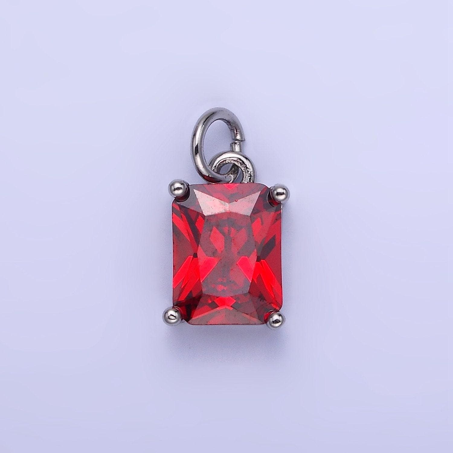 15mm cz cubic zirconia baguette charm in gold & silver | w607 - w622