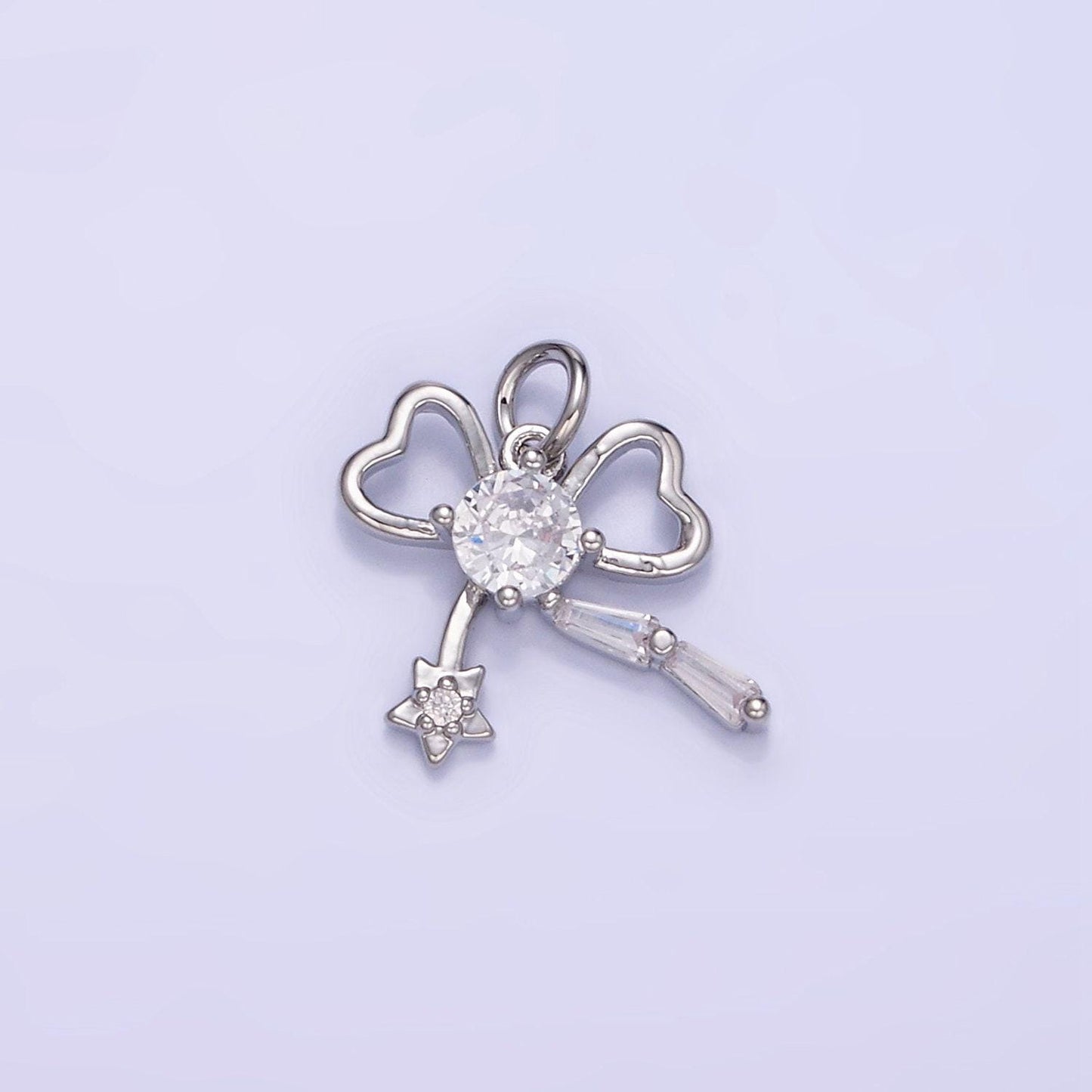 14k gold filled 13.5mm mini bow cz charm necklace bracelet earring supply for jewelry making | w588