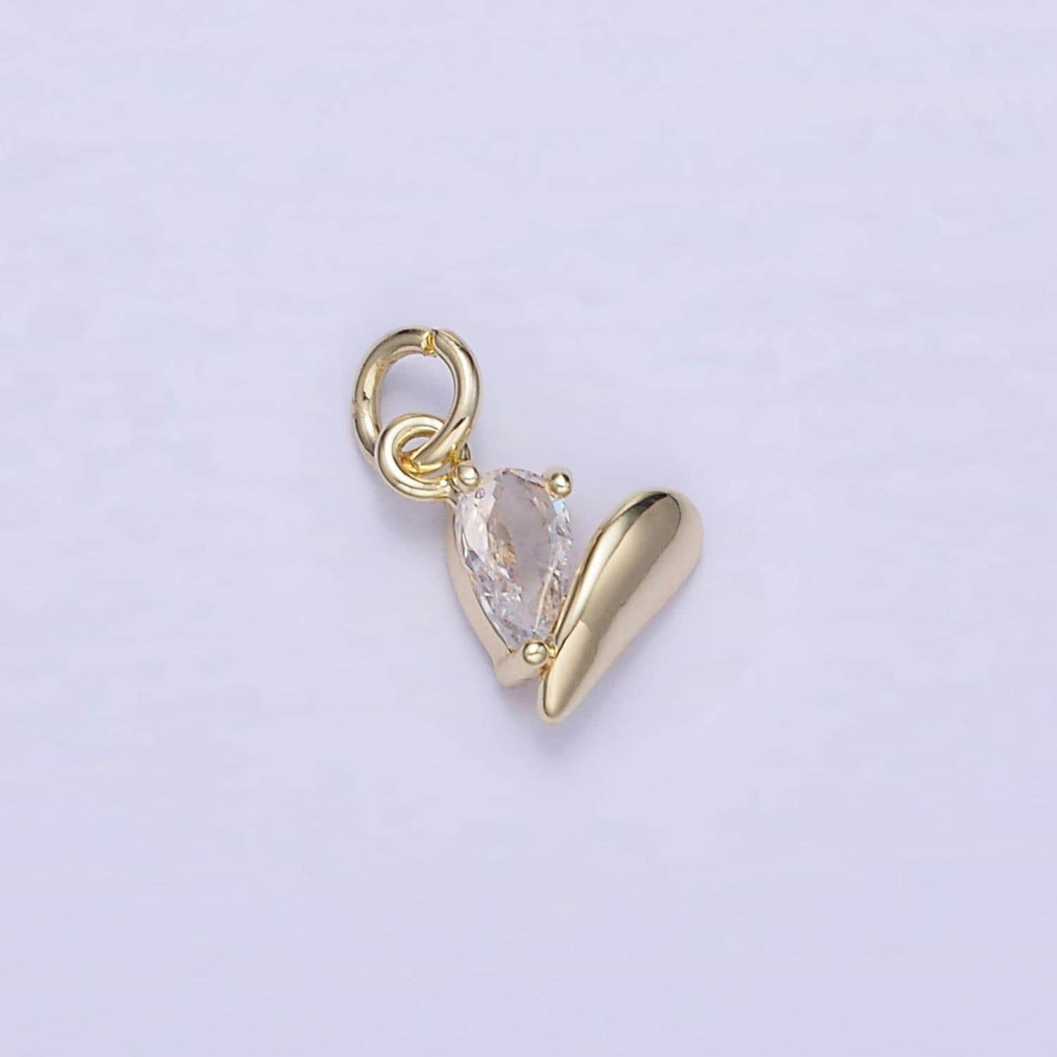 Mini heart charm gold filled cubic zirconia love pendant gold cz charm for bracelet, necklace supply w-586