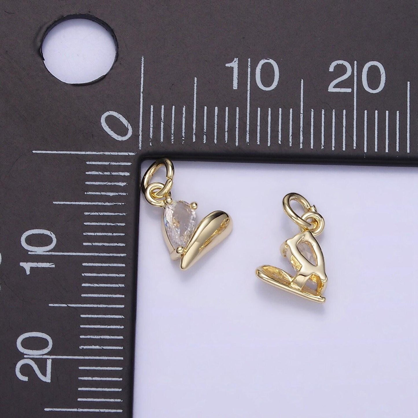 Mini heart charm gold filled cubic zirconia love pendant gold cz charm for bracelet, necklace supply w-586