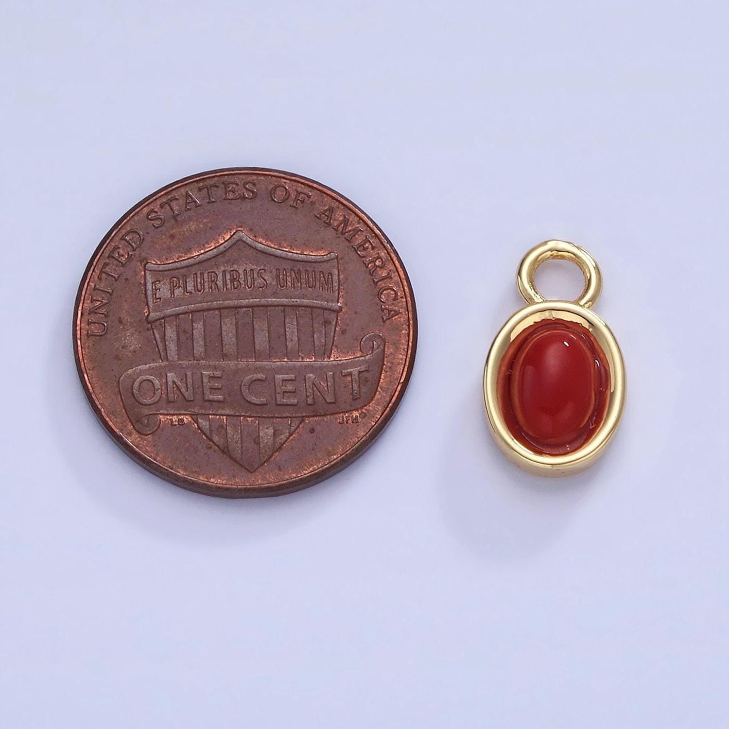 14k gold filled red carnelian oval bezel cut charm turquoise bead stone charm | w585