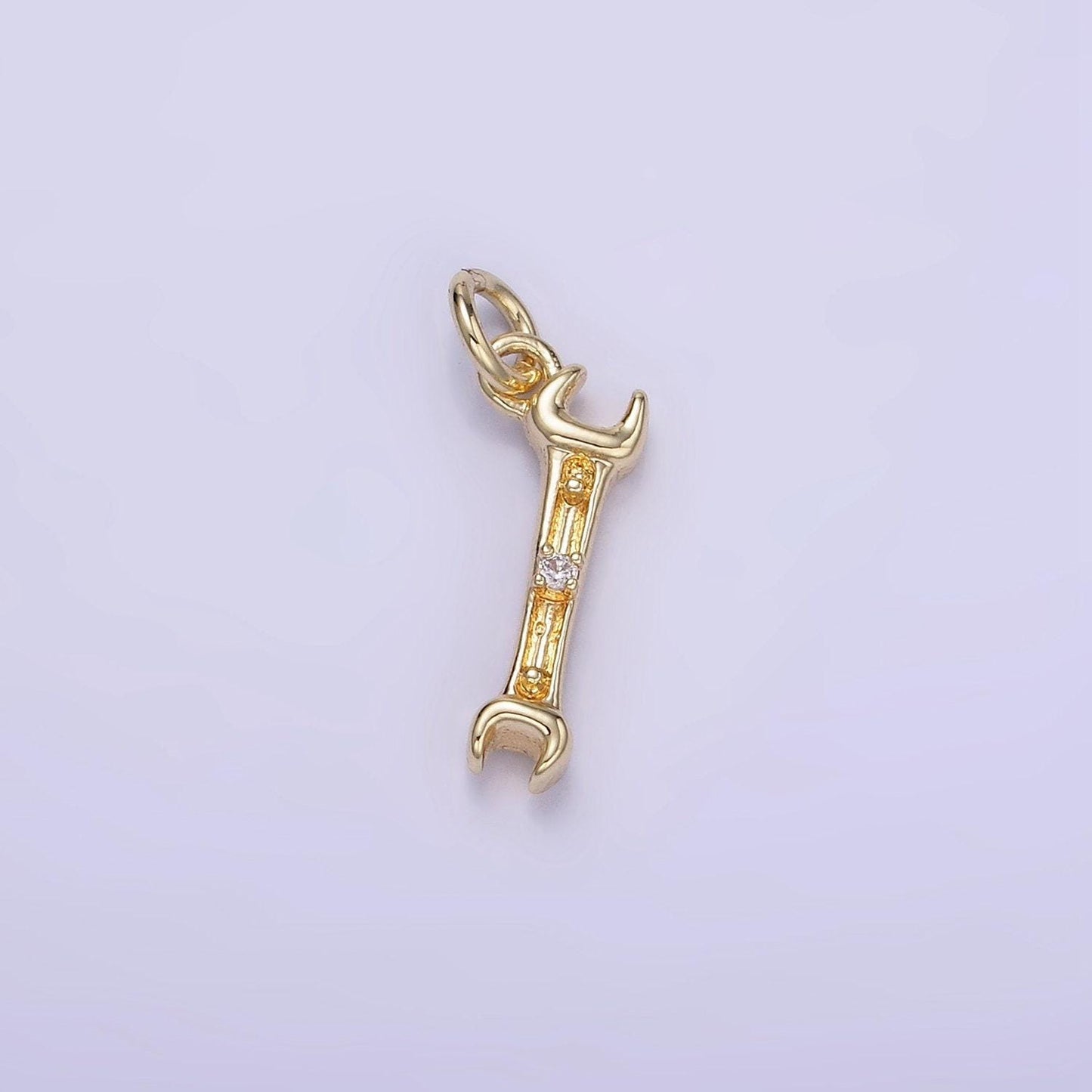 Mini gold wrench charm spanner pendant gold mechanic charm cool charm w556