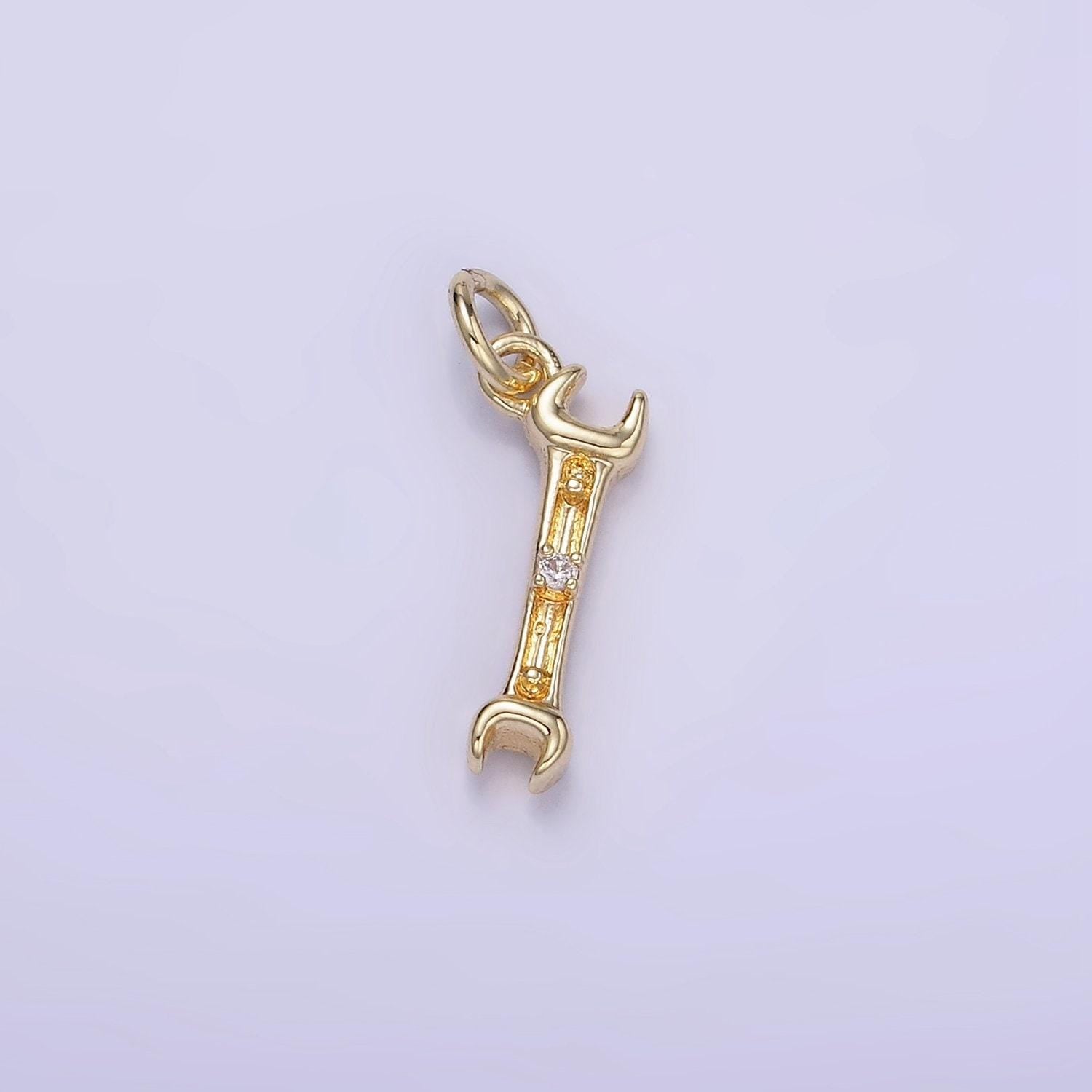 Mini gold wrench charm spanner pendant gold mechanic charm cool charm w556