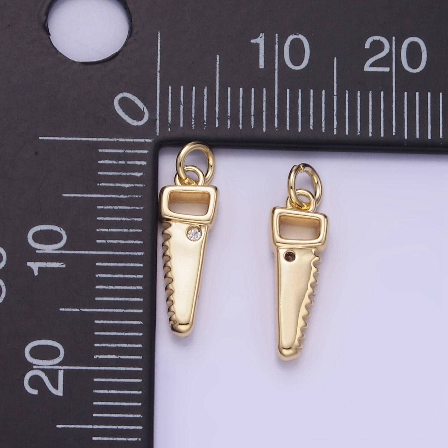 Mini gold saw charm spanner pendant gold mechanic charm cool charm w555