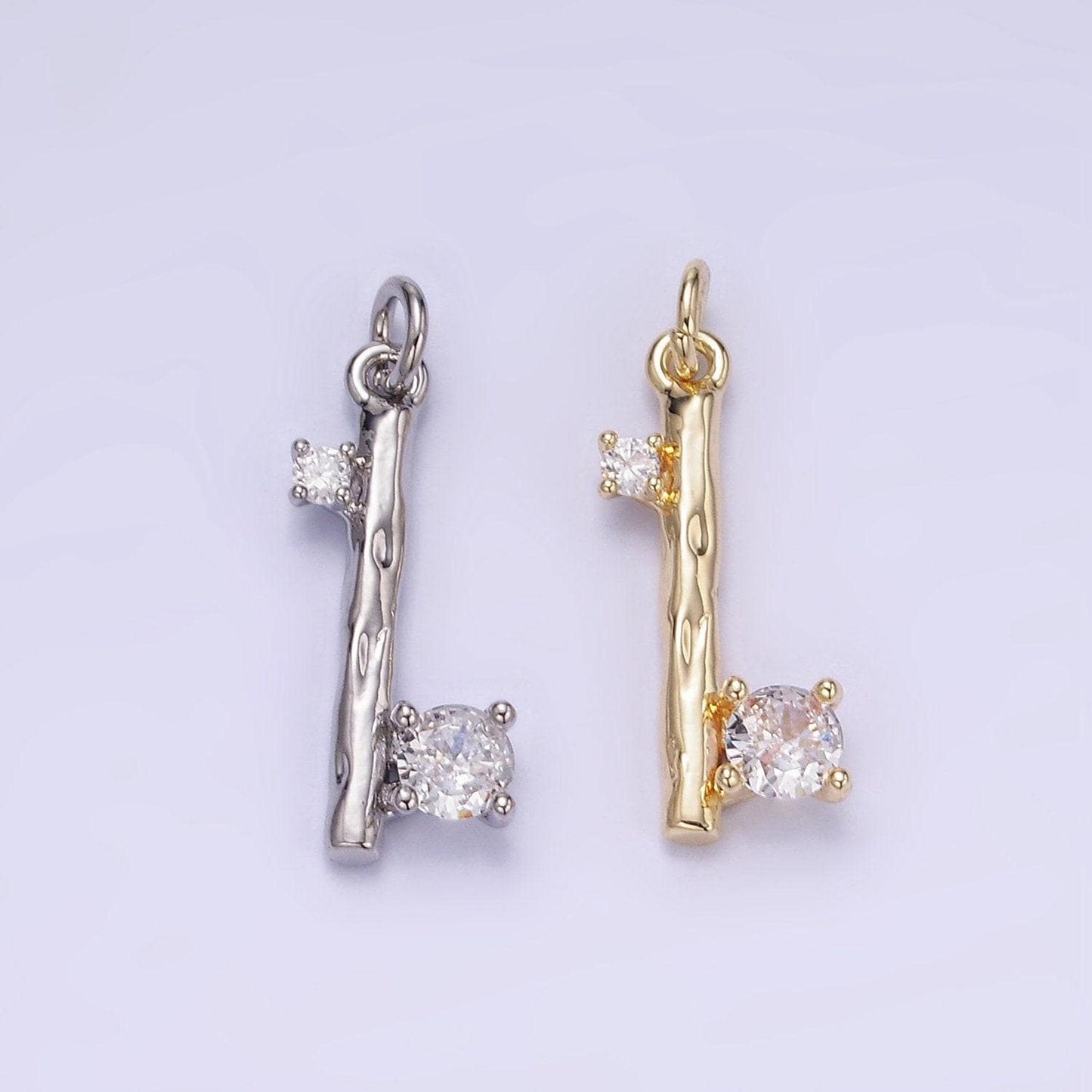 Mini abstract axe dented wiid sticks pendant with cz gold silver plated sticks charm for jewelry making | w546
