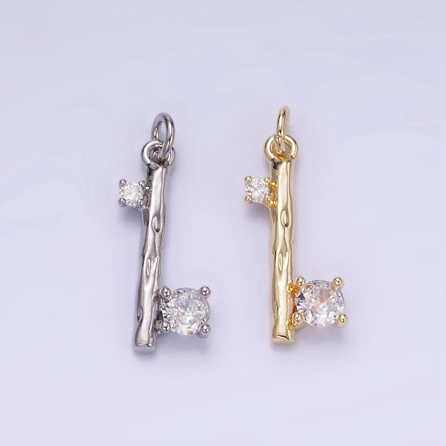 Mini abstract axe dented wiid sticks pendant with cz gold silver plated sticks charm for jewelry making | w546