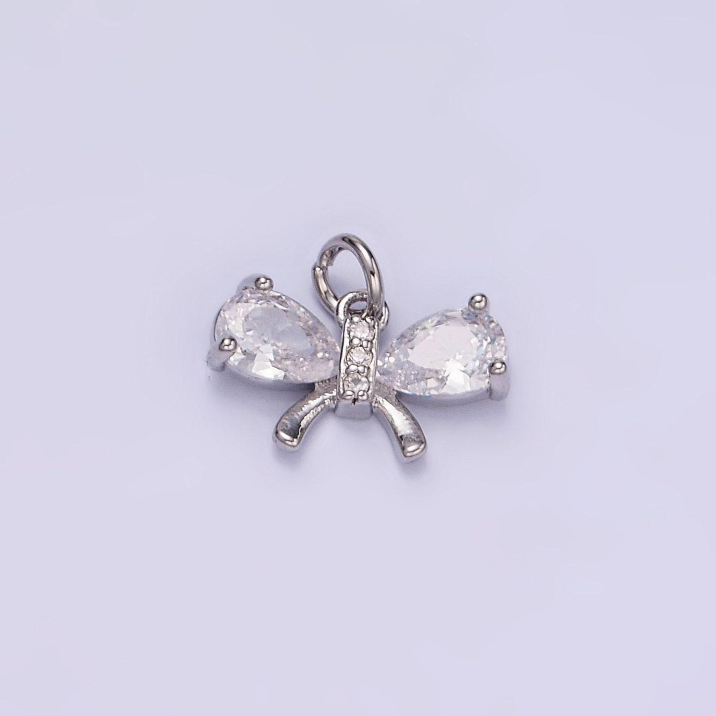 14k gold filled 10.5mm mini bow cz charm necklace bracelet earring supply for jewelry making | w-545