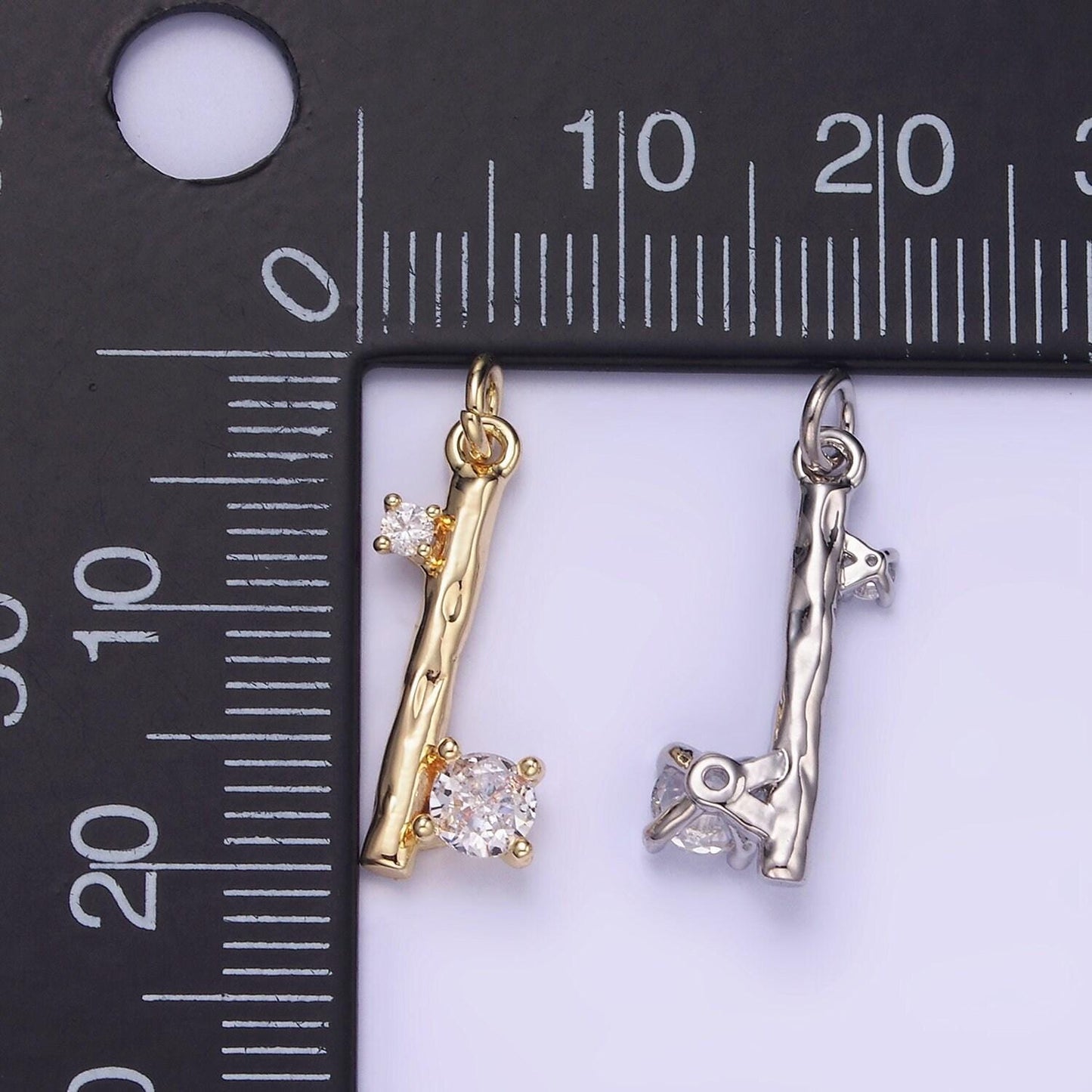 Mini abstract axe dented wiid sticks pendant with cz gold silver plated sticks charm for jewelry making | w546