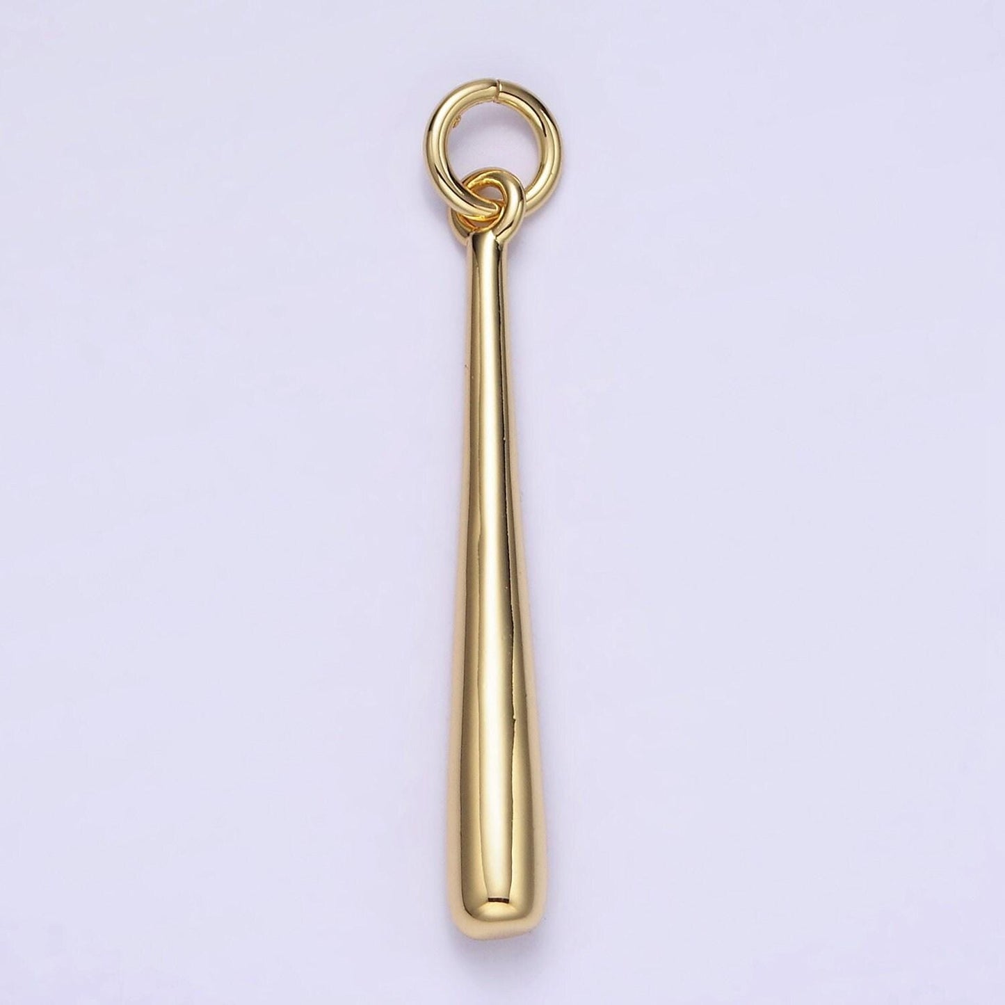 Dainty slim long baseball stick charm 14k gold filled charm pendant | w-507