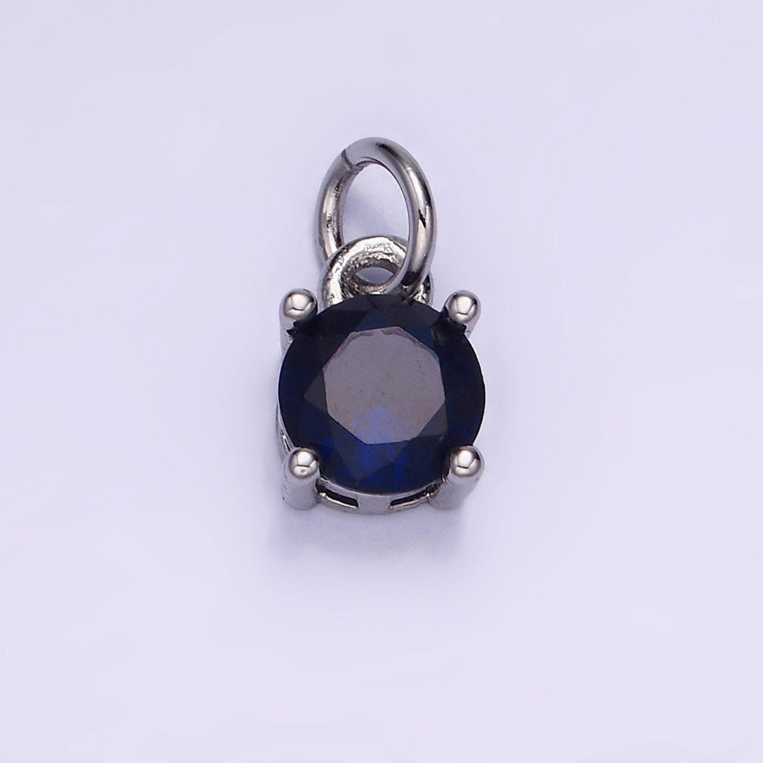 14k gold filled round birthstone cz solitaire charm in gold & silver | w509 - w520