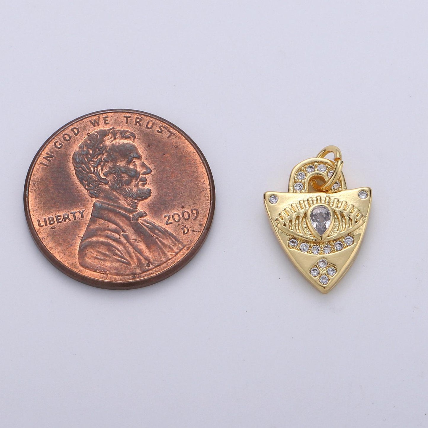 Dainty charm 24k gold micro pave evil eye pendant charm, evil eye shield micro pave cz pendant charm, for protection amulet jewelry, d-241