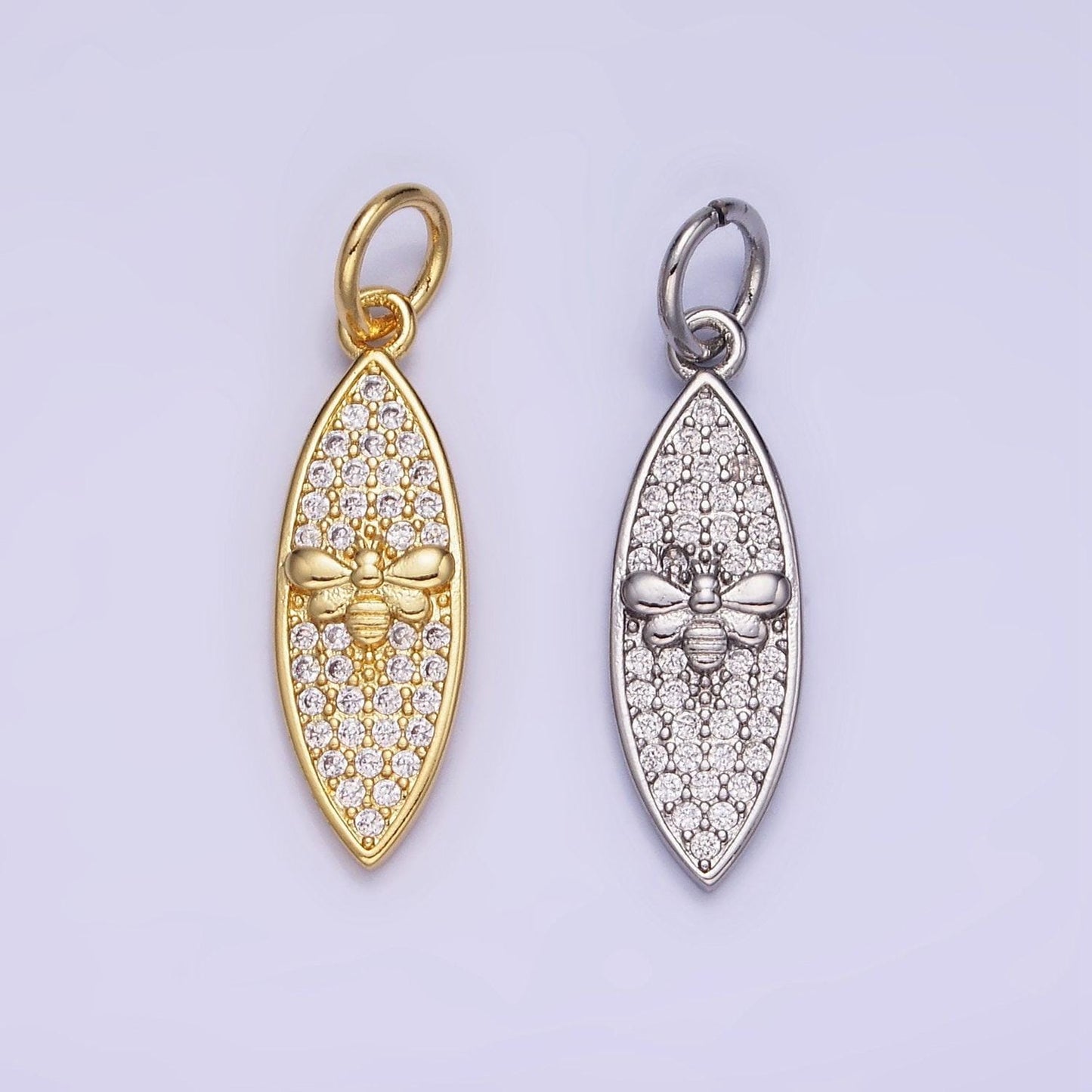 14k gold filled queen bumble been micro paved cz sphere charm in gold & silver | w-494