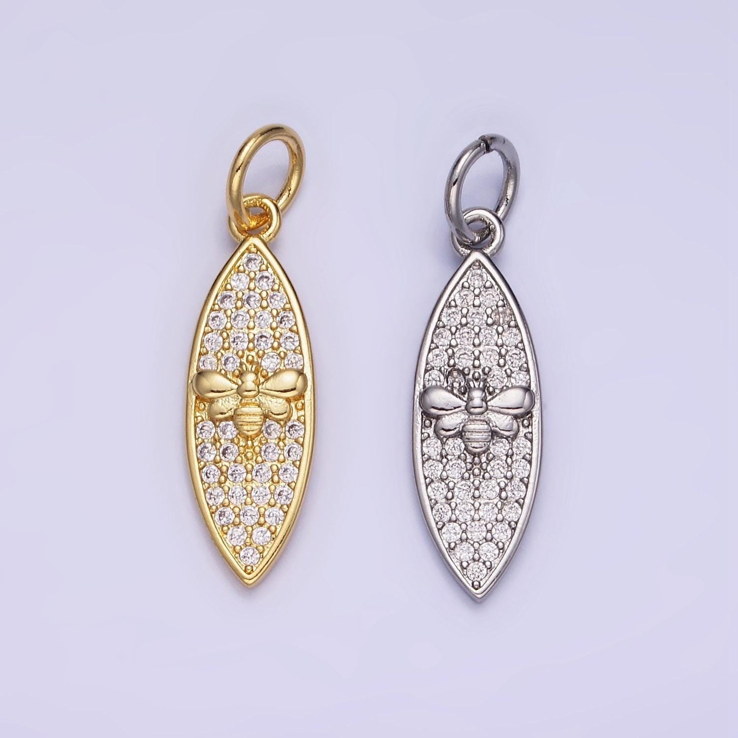 14k gold filled queen bumble been micro paved cz sphere charm in gold & silver | w-494