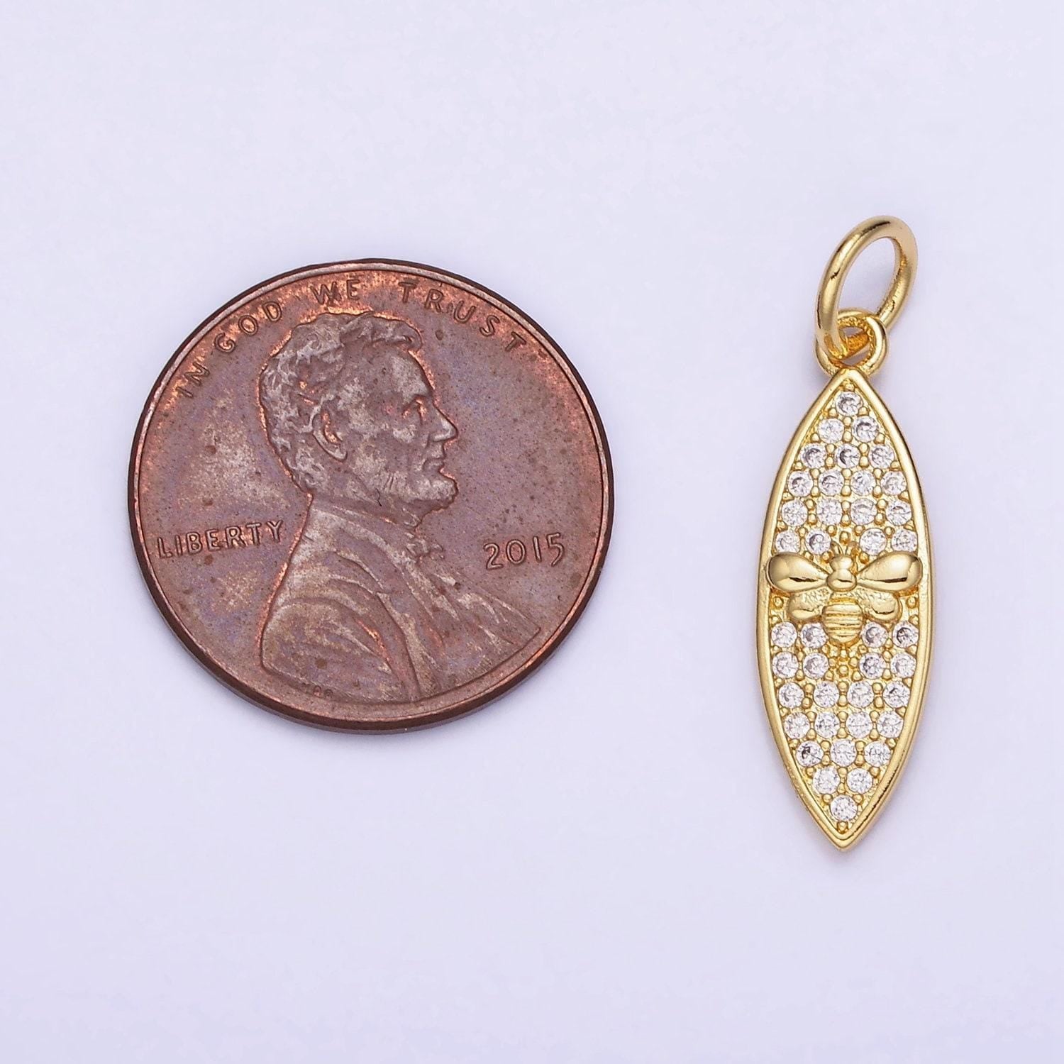 14k gold filled queen bumble been micro paved cz sphere charm in gold & silver | w-494