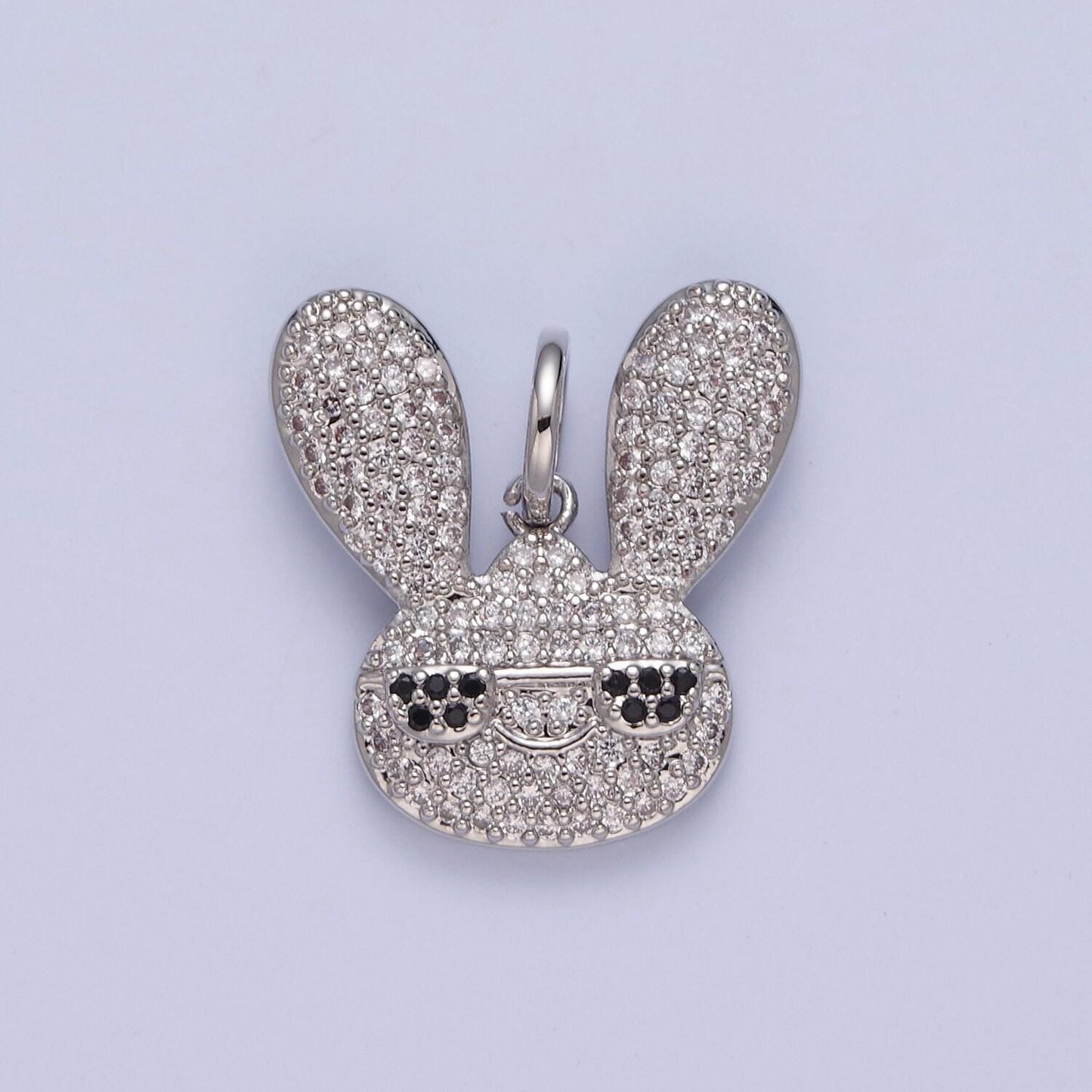 Gold filled cool rabbit charm funky diamond bunny pendant for animal jewelry necklace bracelet earring supply w300