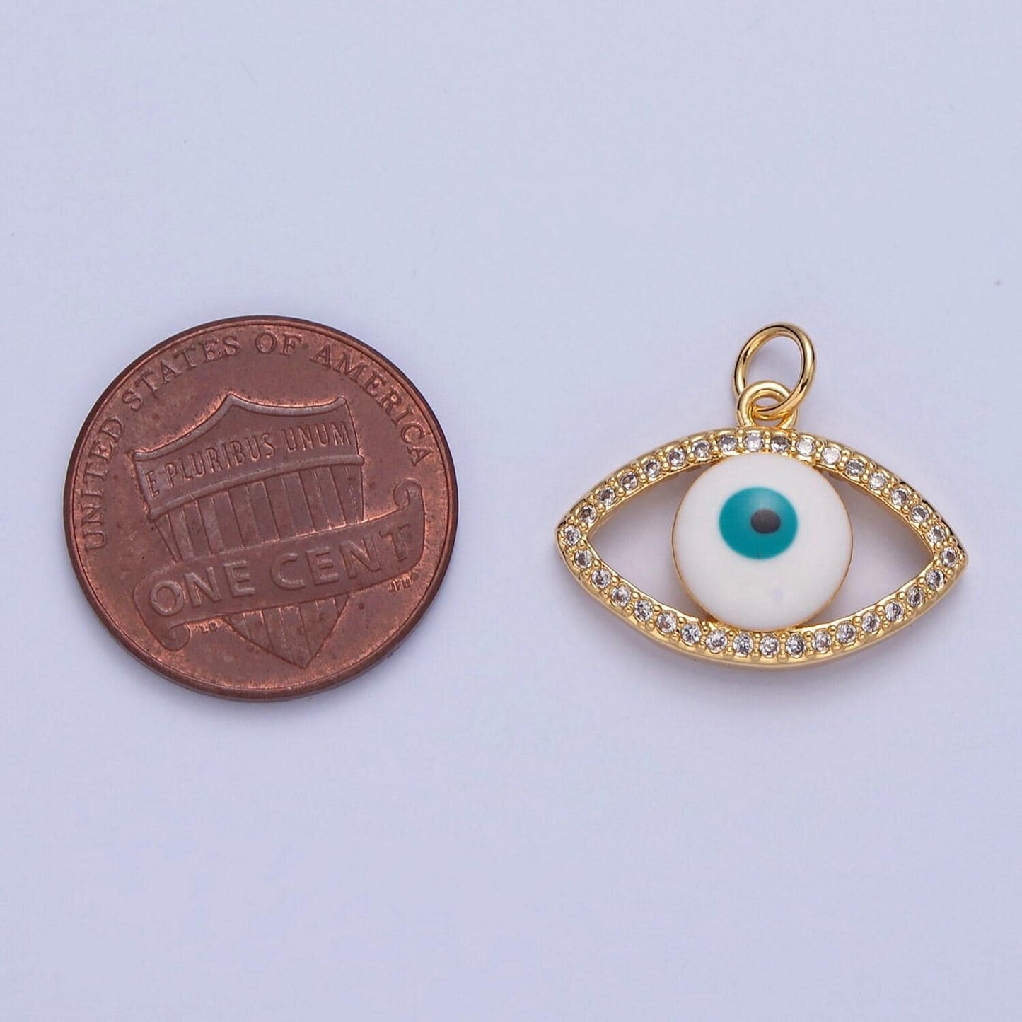 Dainty gold filled evil eye enamel charm, micro pave cz evil eye pendant for diy add on bracelet earring minimalist necklace | w-288