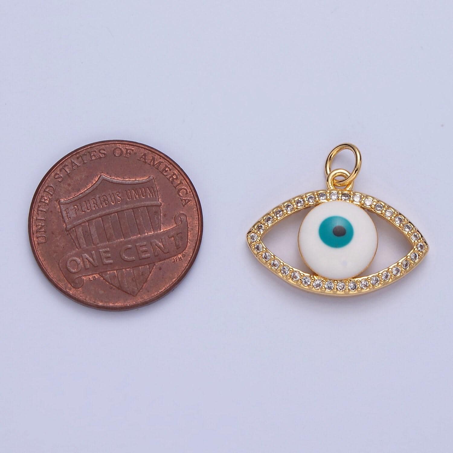 Dainty gold filled evil eye enamel charm, micro pave cz evil eye pendant for diy add on bracelet earring minimalist necklace | w-288