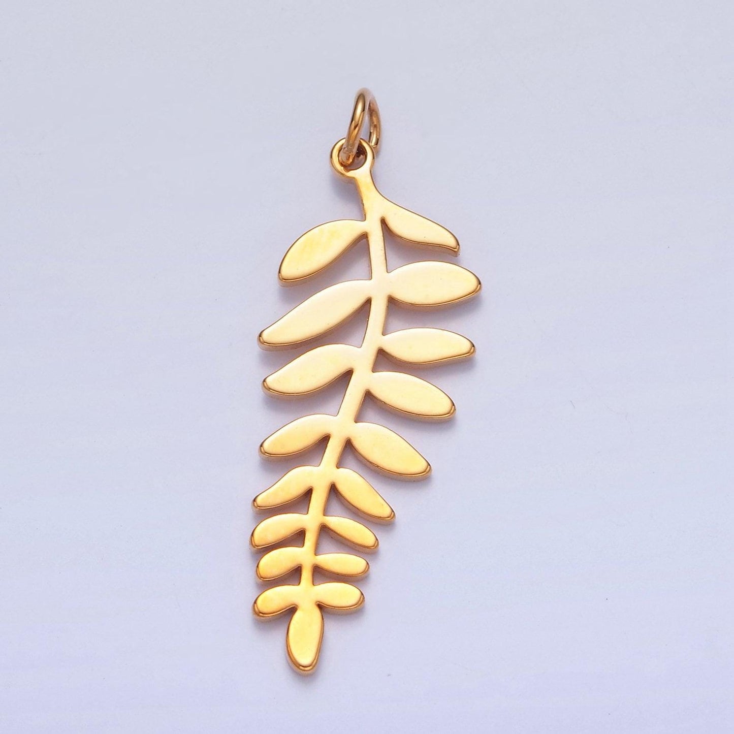 Gold filled nature leaf charm, 32mmx11.5mm minimalist plant charm for diy jewelry making, w-253