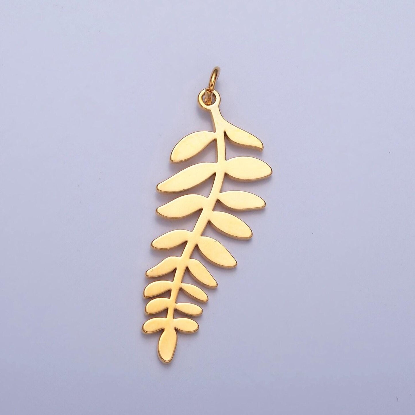 Gold filled nature leaf charm, 32mmx11.5mm minimalist plant charm for diy jewelry making, w-253