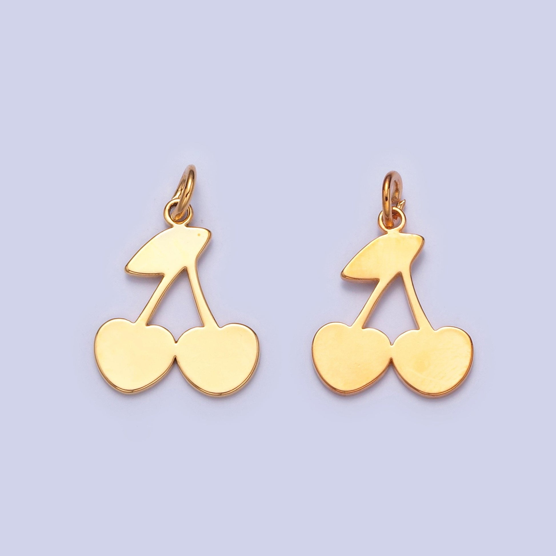 Gold filled minimalist cherry fruit charm for diy jewelry making, w-252, w-468