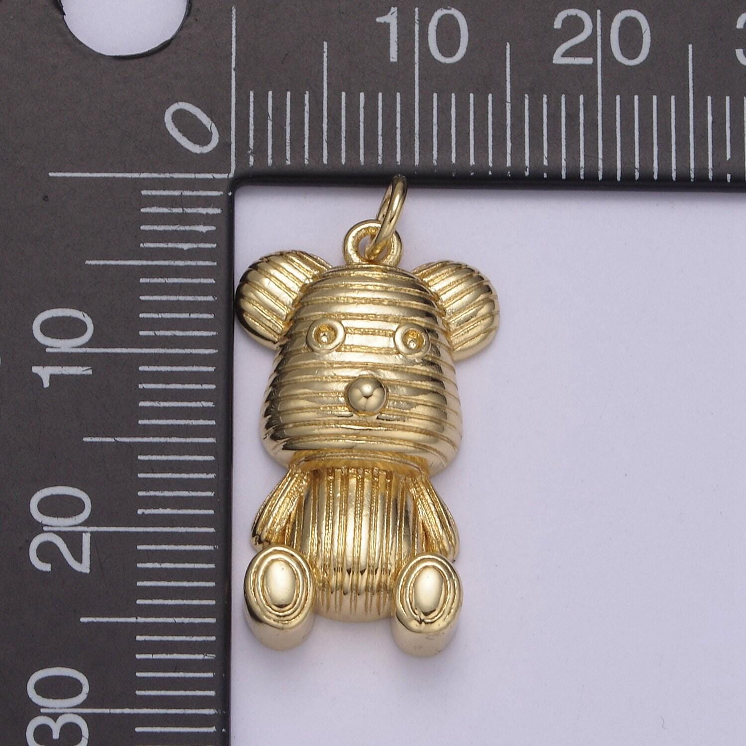 Dainty teddy bear pendant in 14k gold filled charm for kids jewelry w-190