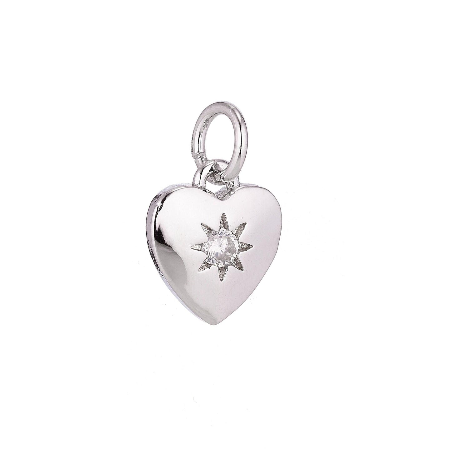 24k gold filled heart of gold, bright star, white gold love cubic zirconia charm necklace pendant findings for jewelry making