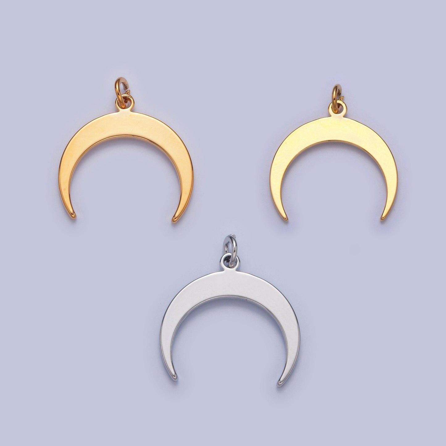 Gold filled celestial crescent moon for jewelry making, minimalist downward moon for diy jewelry making, w-149