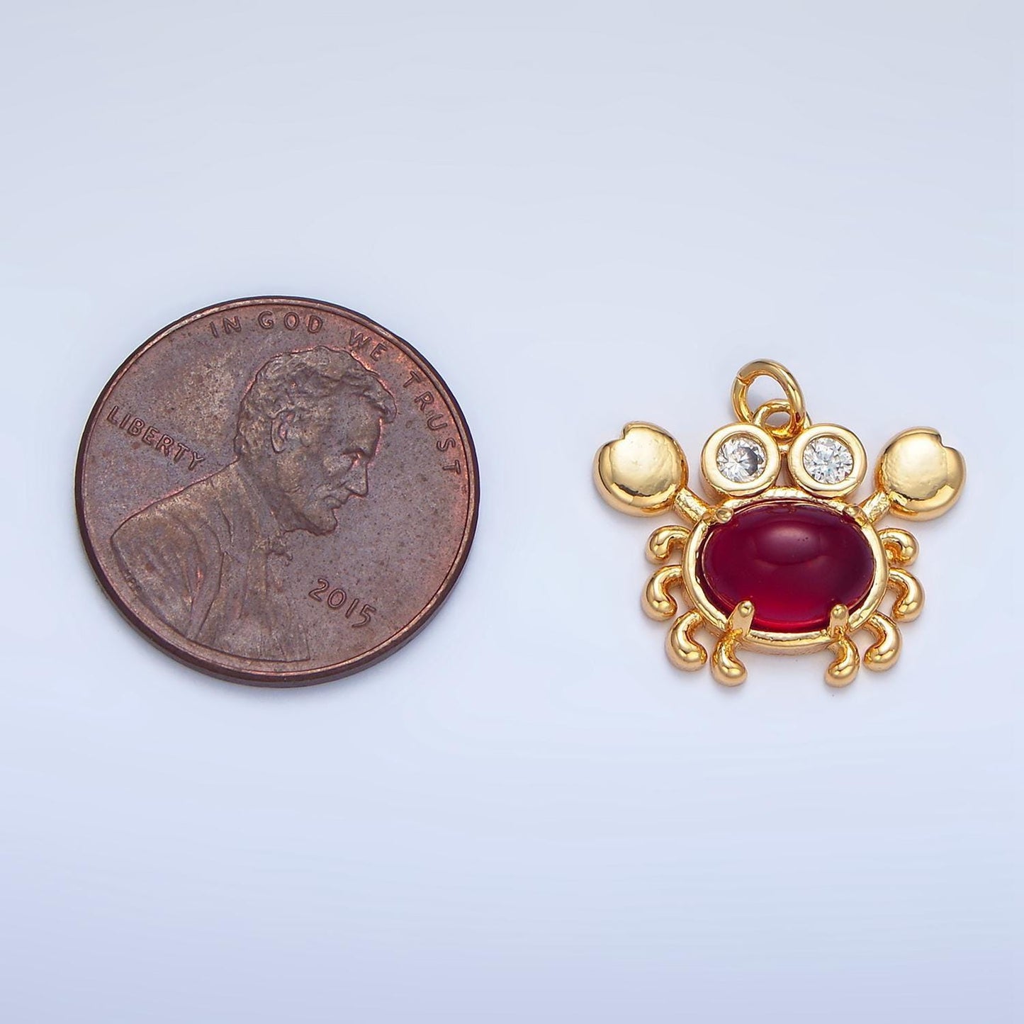 Tiny crab charm dainty crabby pendant 14kt gold filled charm animal charm cubic red under the sea inspired w082