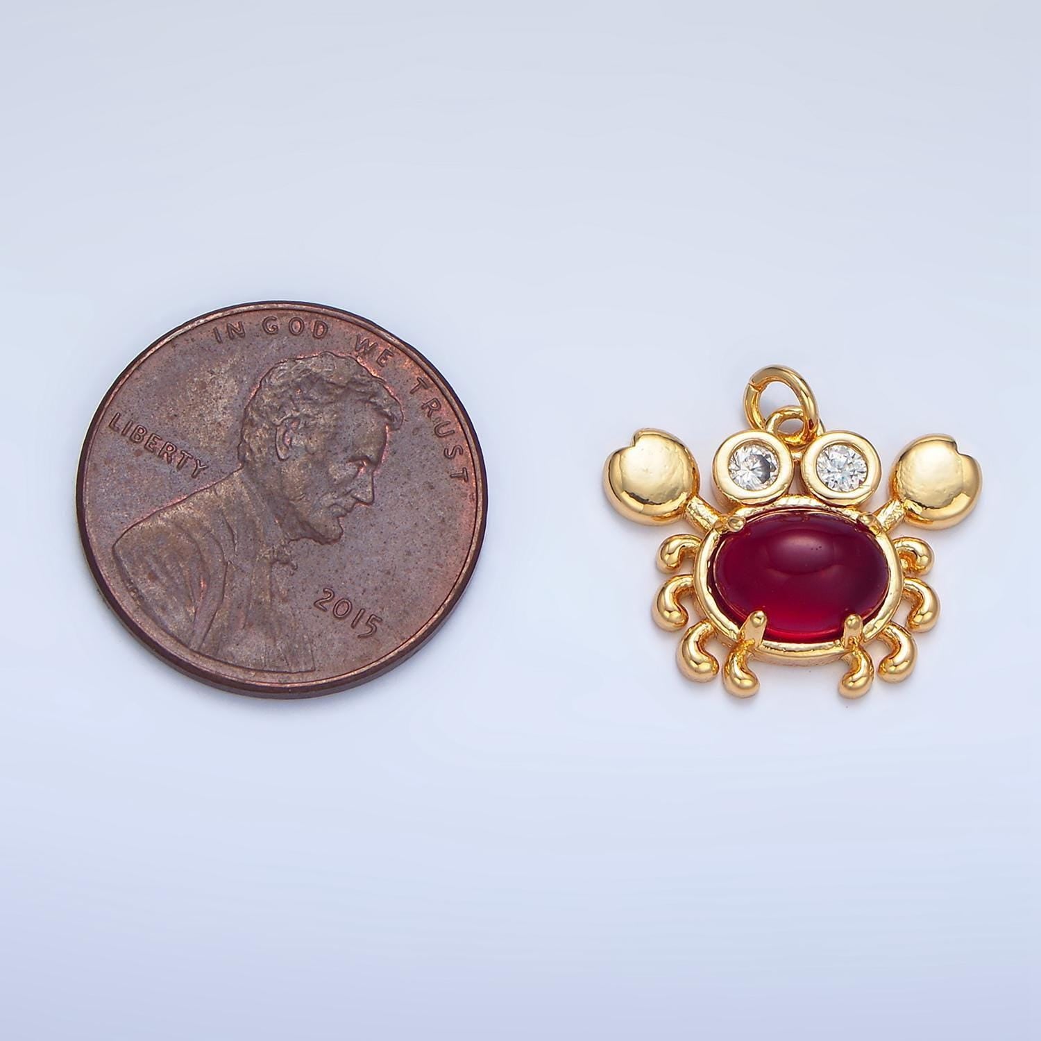 Tiny crab charm dainty crabby pendant 14kt gold filled charm animal charm cubic red under the sea inspired w082