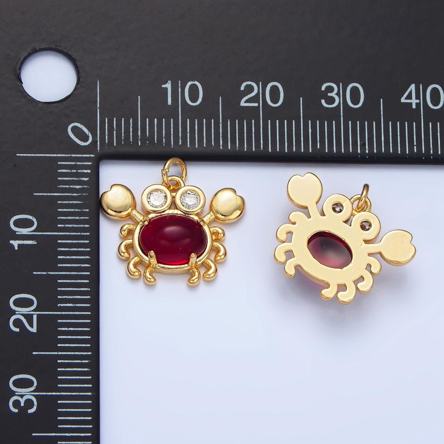 Tiny crab charm dainty crabby pendant 14kt gold filled charm animal charm cubic red under the sea inspired w082