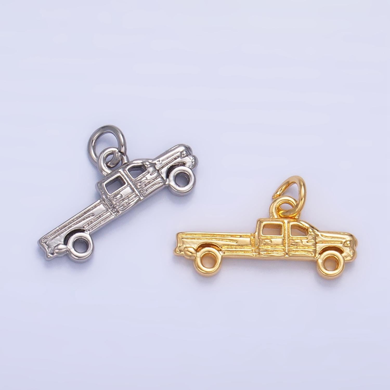 Mini gold pick up truck car charm for necklace bracelet pendant antique car design mix charm road truck inspired w077