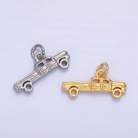 Mini gold pick up truck car charm for necklace bracelet pendant antique car design mix charm road truck inspired w077