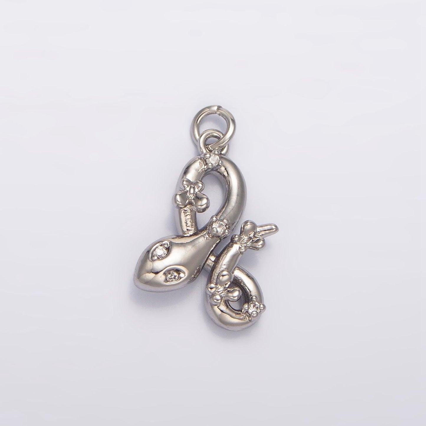 24k gold filled mini clear green-eyed cz serpent snake charm | w046