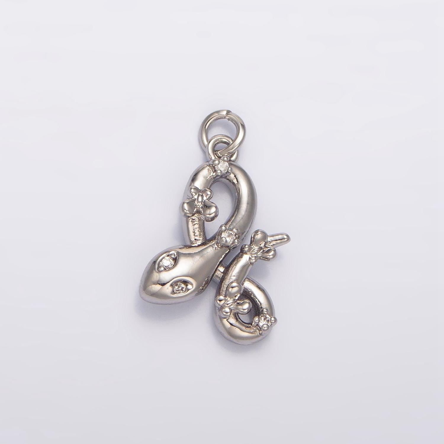 24k gold filled mini clear green-eyed cz serpent snake charm | w046