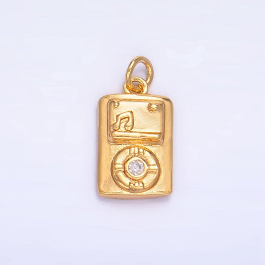 24k gold filled music player charm pendant retro gadget charm necklace gift idea gold charm for bracelet necklace w042