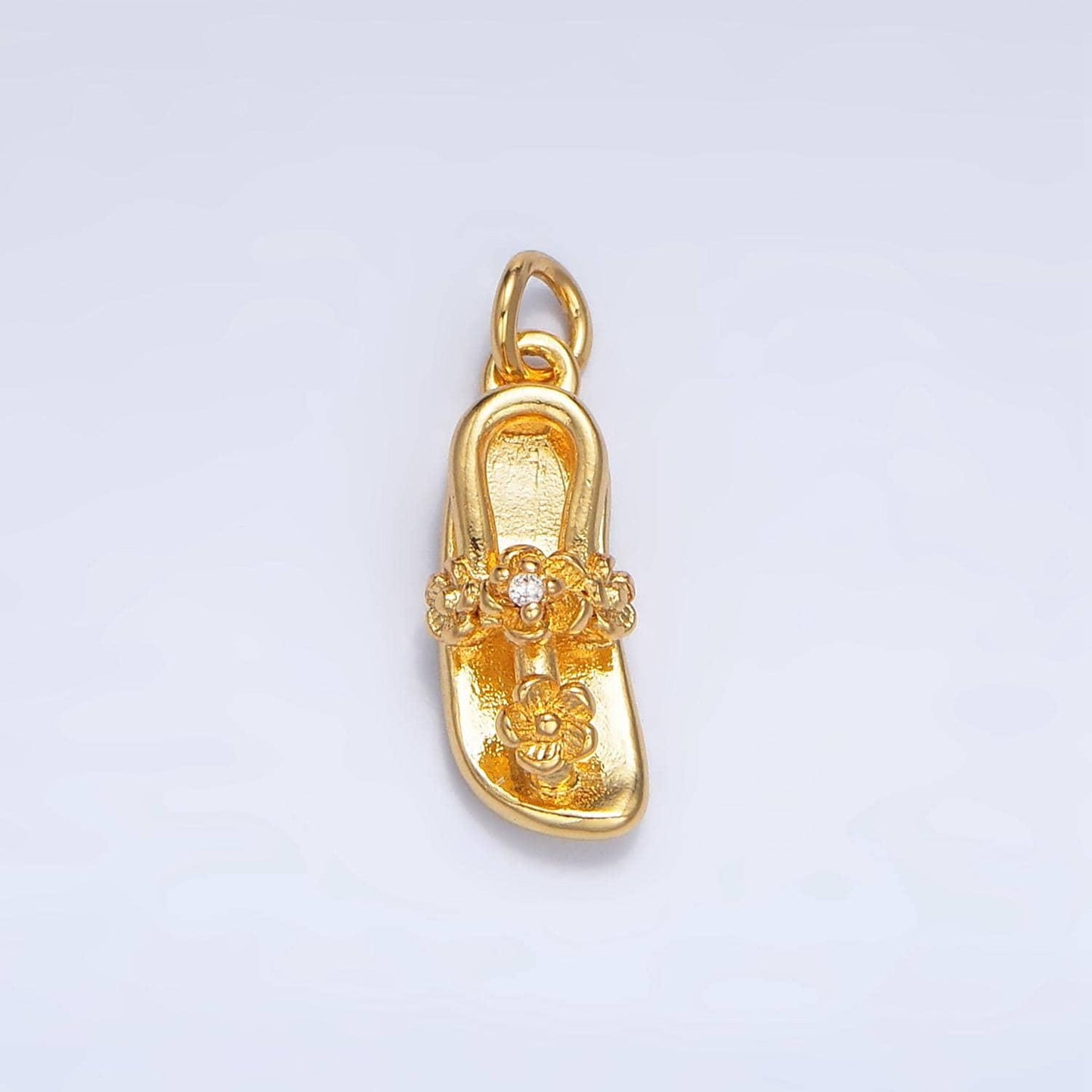 Dainty 24k gold filled sandal charm for necklace bracelet earring component small flipflop summer beach inspired pendant w024