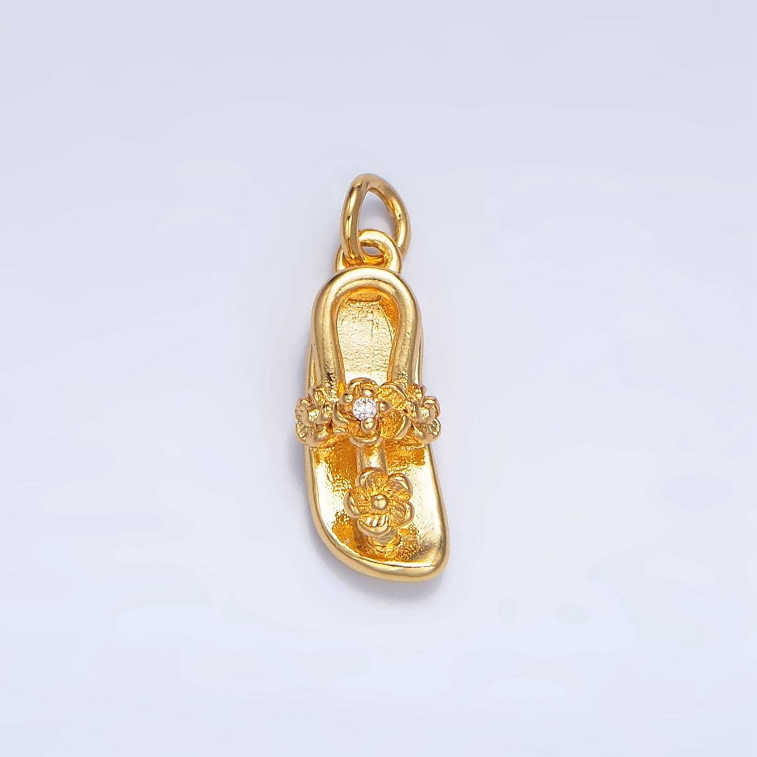 Dainty 24k gold filled sandal charm for necklace bracelet earring component small flipflop summer beach inspired pendant w024