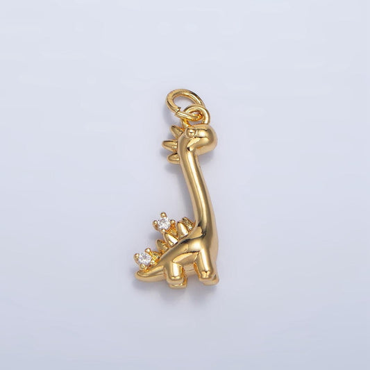 Mini brontosaurus charm gold dinosaur pendant jurassic animal extinct prehistoric charm. small jewelry. paleontologist w022
